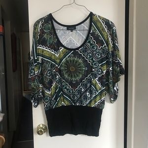 KAREN KANE Geofloral Blouson Top